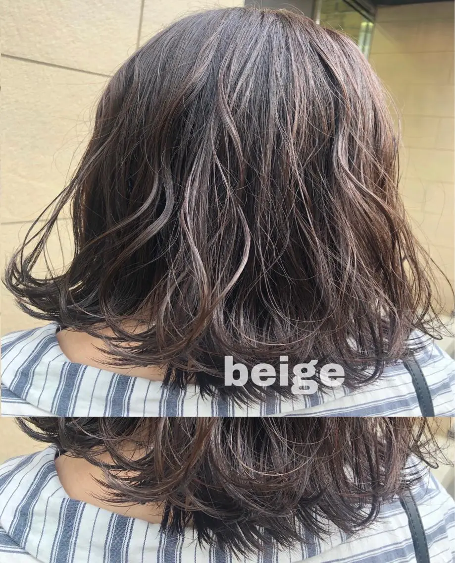 ミディアム カラー ヘアアレンジ ベージュカラー TSUNA 🌙 Lim 五反田のマツエク・マツパデザイン