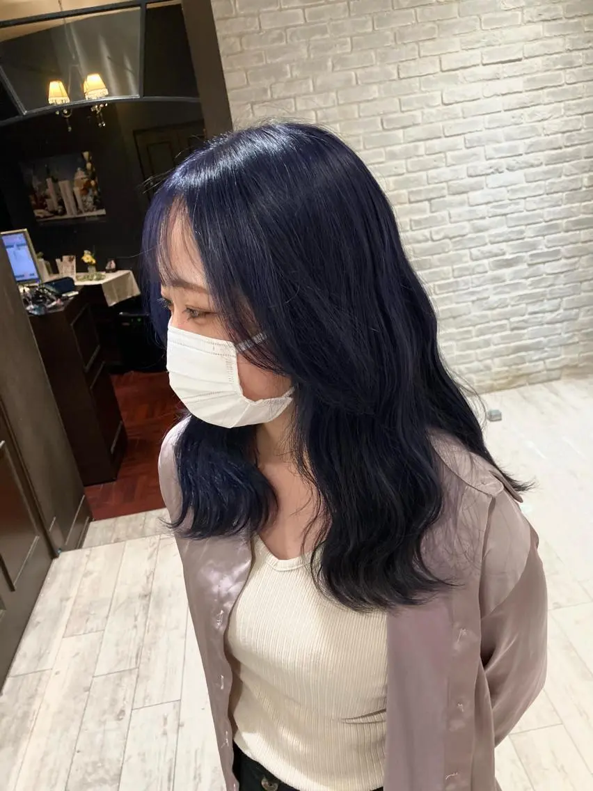 ロング カラー 曲がる縮毛矯正 LIBER 岩名のヘアスタイル