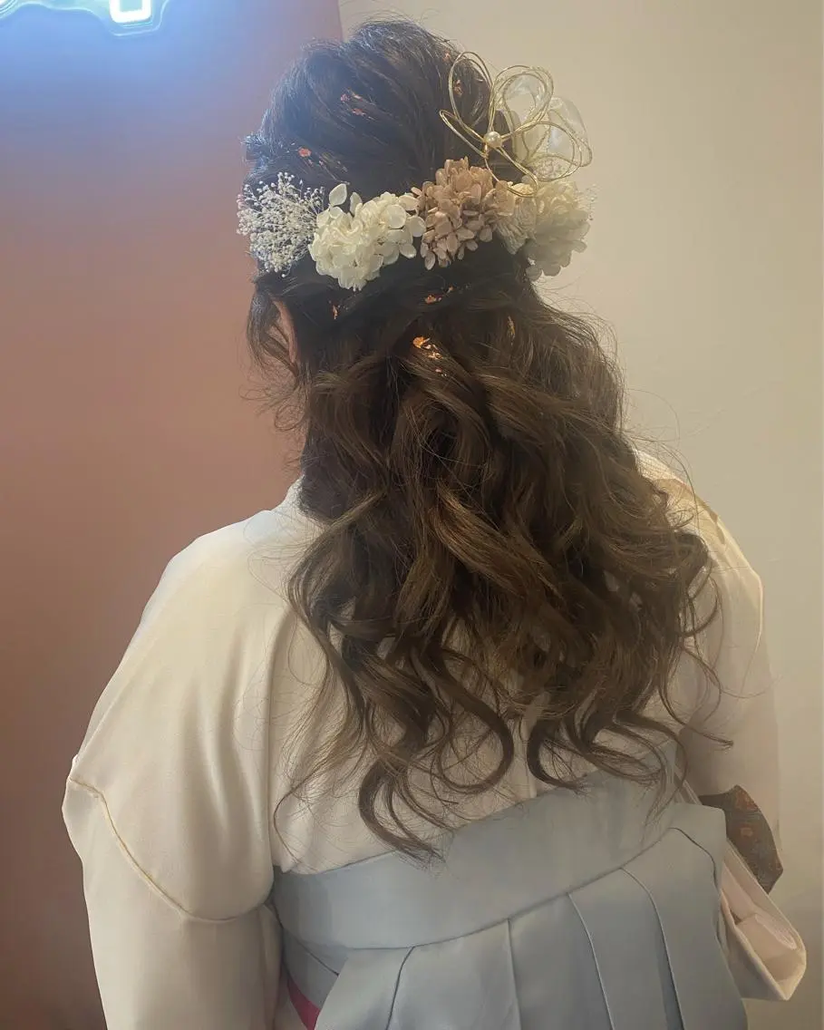 ロング ヘアアレンジ ハーフアップ 着付け pep natsumiのヘアスタイル