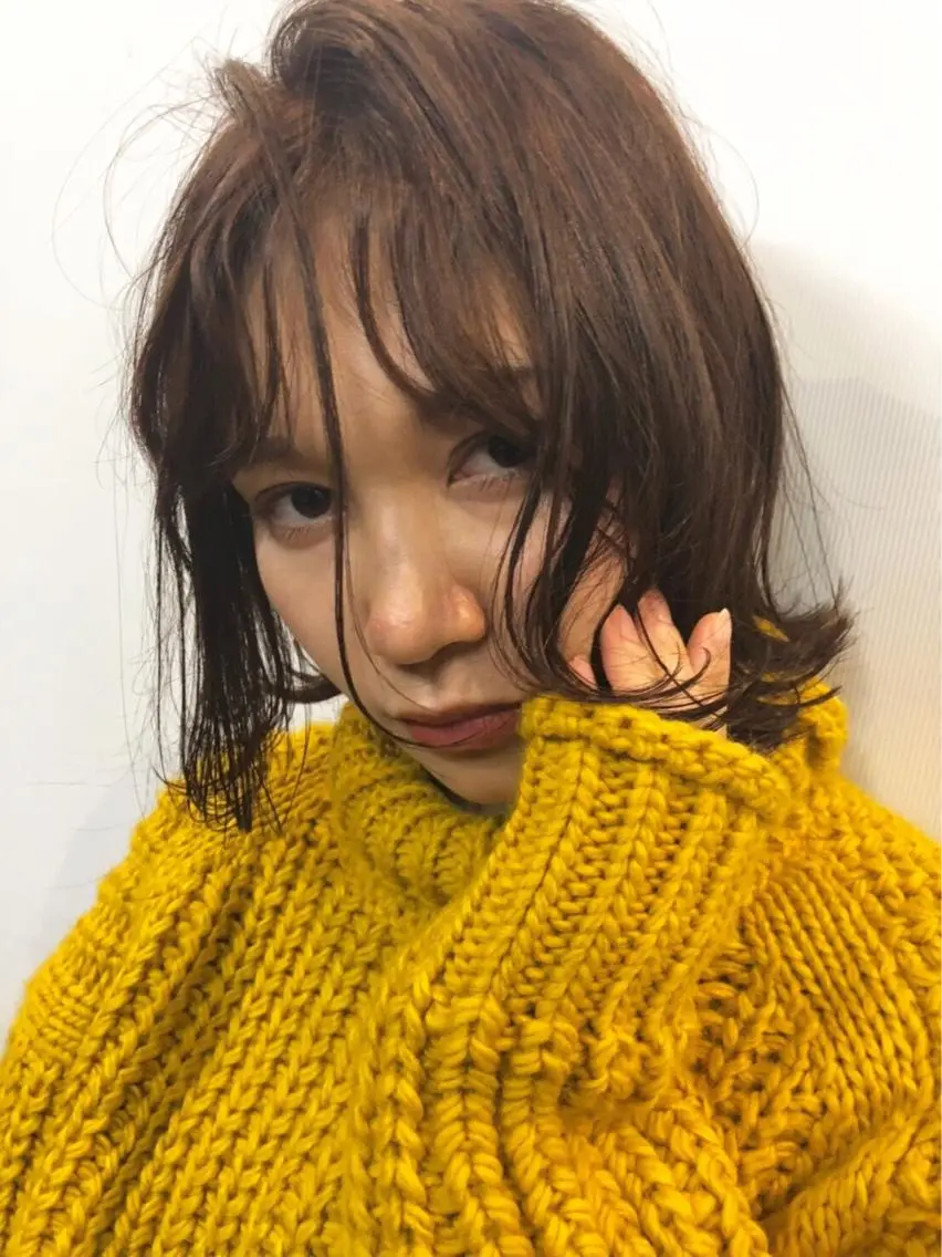 ミディアム カラー パーマ 安達 俊亮のヘアスタイル