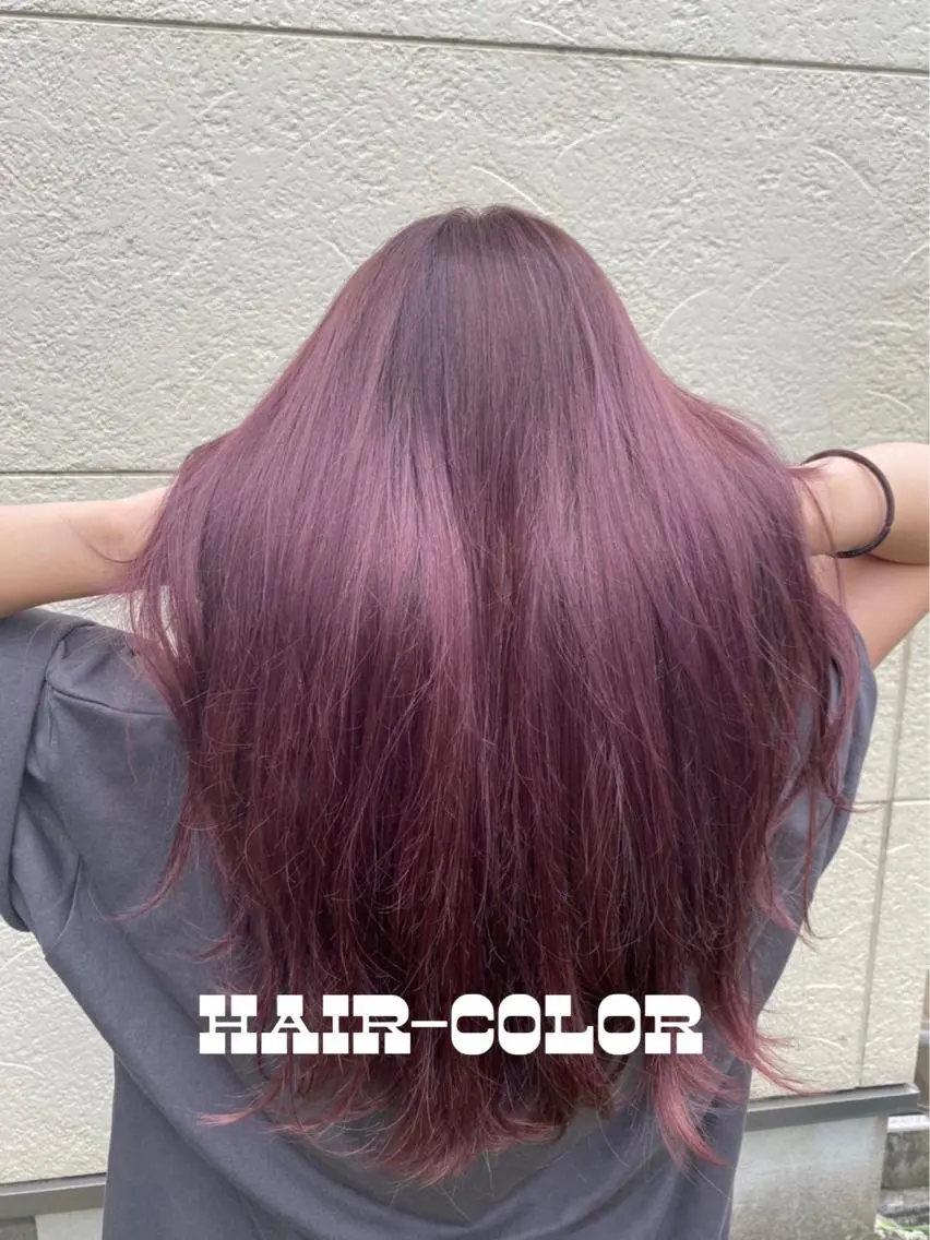 ロング パープルカラー ヘアカラー トリートメント 嶋崎 啓人のヘアスタイル