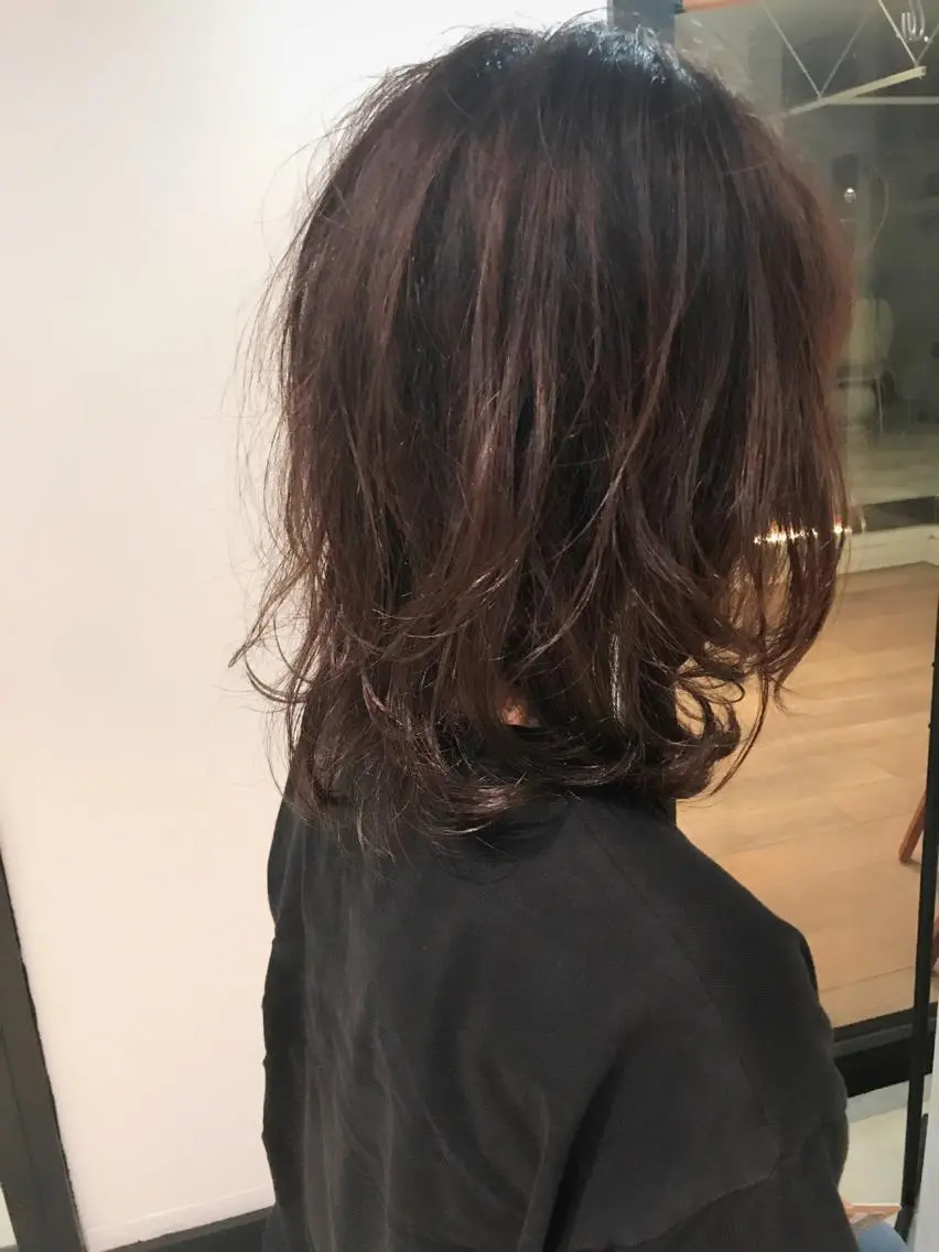 ミディアム パーマ ミディアムパーマ くせ毛 ストレートパーマ 松村 崇弘のヘアスタイル