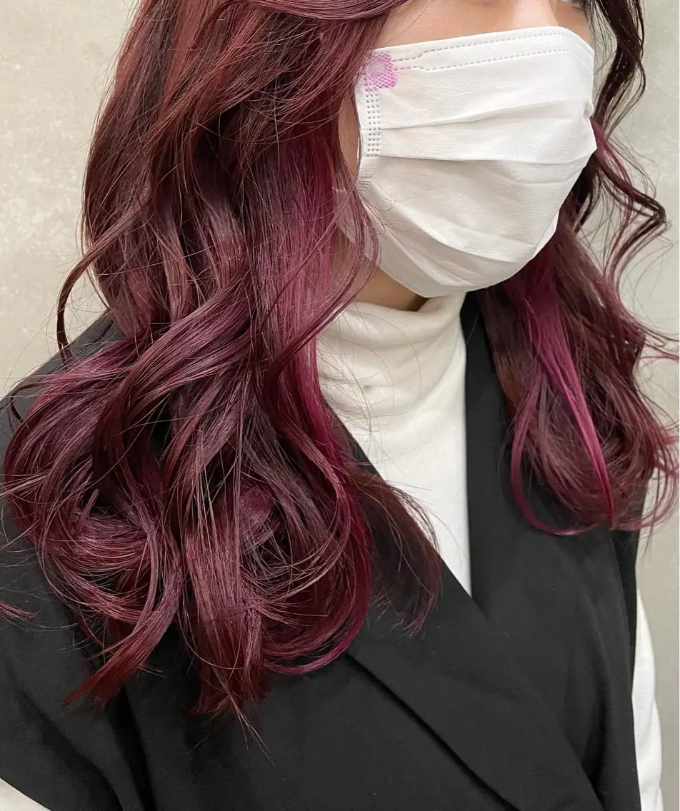 セミロング カラー ブリーチ ブリーチなしカラー ピンクカラー ヘアカラー トリートメント 【ピンク/韓国ヘア/ ヘアセット】亜海のヘアスタイル