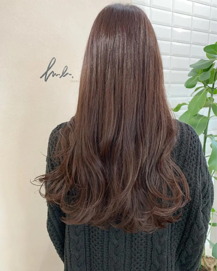 ロング カラー ブリーチ ブラウンカラー ブリーチなしカラー ピンクカラー ピンクブラウン hubhair レイヤー/透明感のヘアスタイル