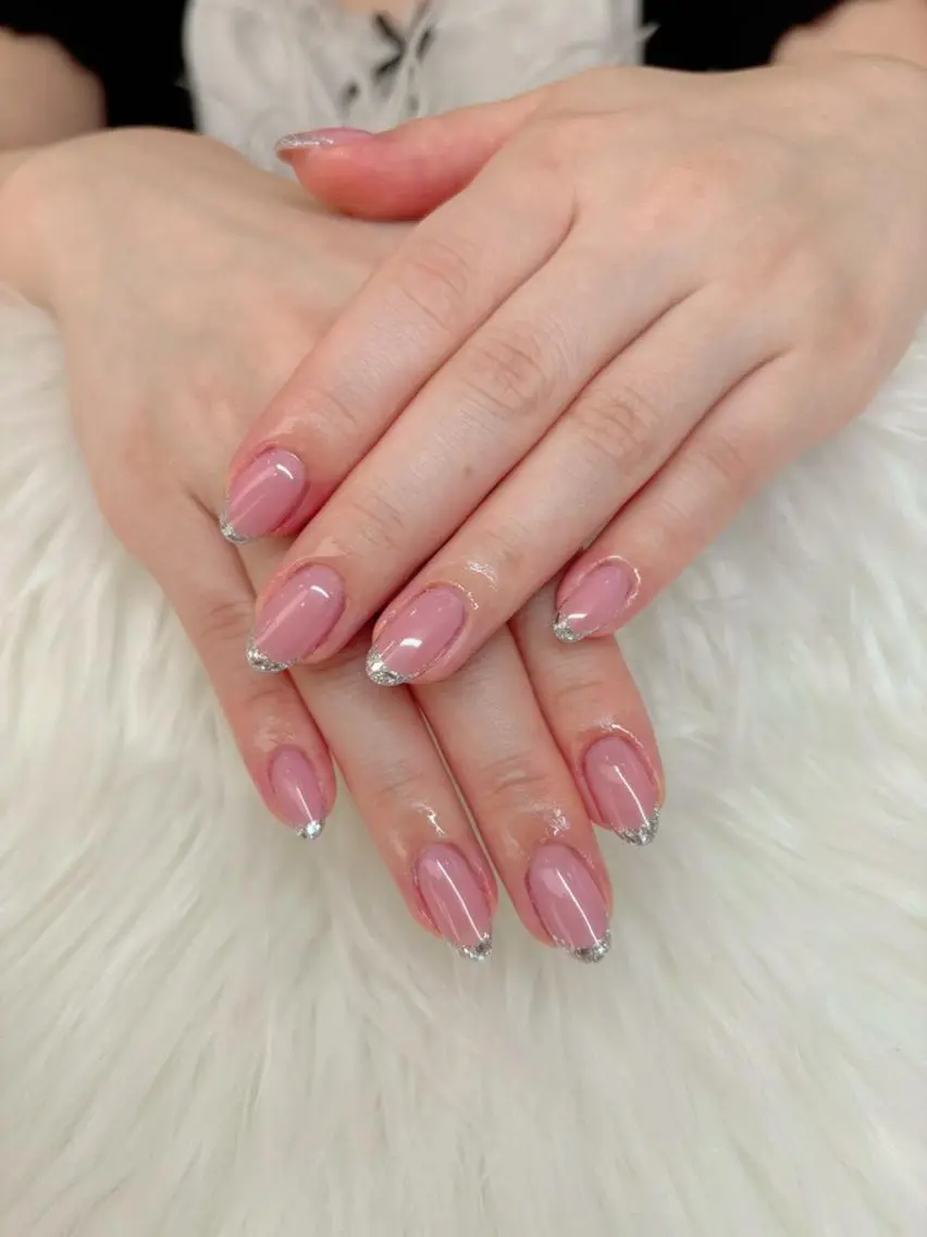 ネイル チークネイル 長さ出し フラッシュネイル フレンチネイル ガラスフレンチ ハンドネイル ハンドケア The Nail& EyeLashのネイルデザイン