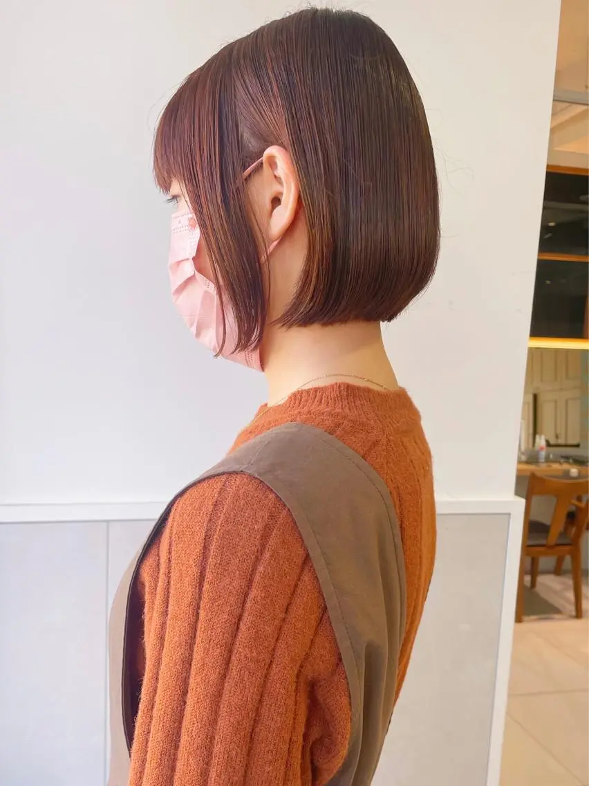 ショート カラー オレンジ ボブ カット ヘアカラー トリートメント 齋藤 咲のヘアスタイル