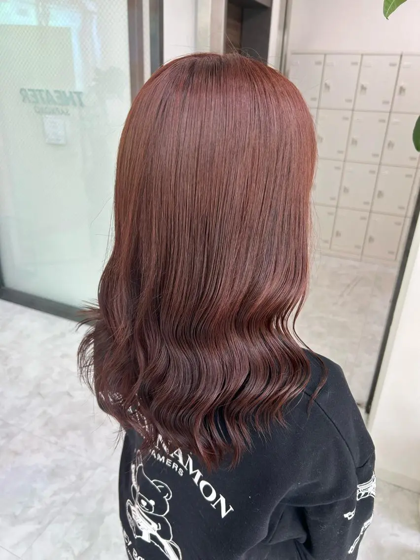 ミディアム カラー ヘアアレンジ ブリーチ ブリーチなしカラー ピンクカラー ヘアカラー ブリーチなしの達人 🌈KAITOのヘアスタイル