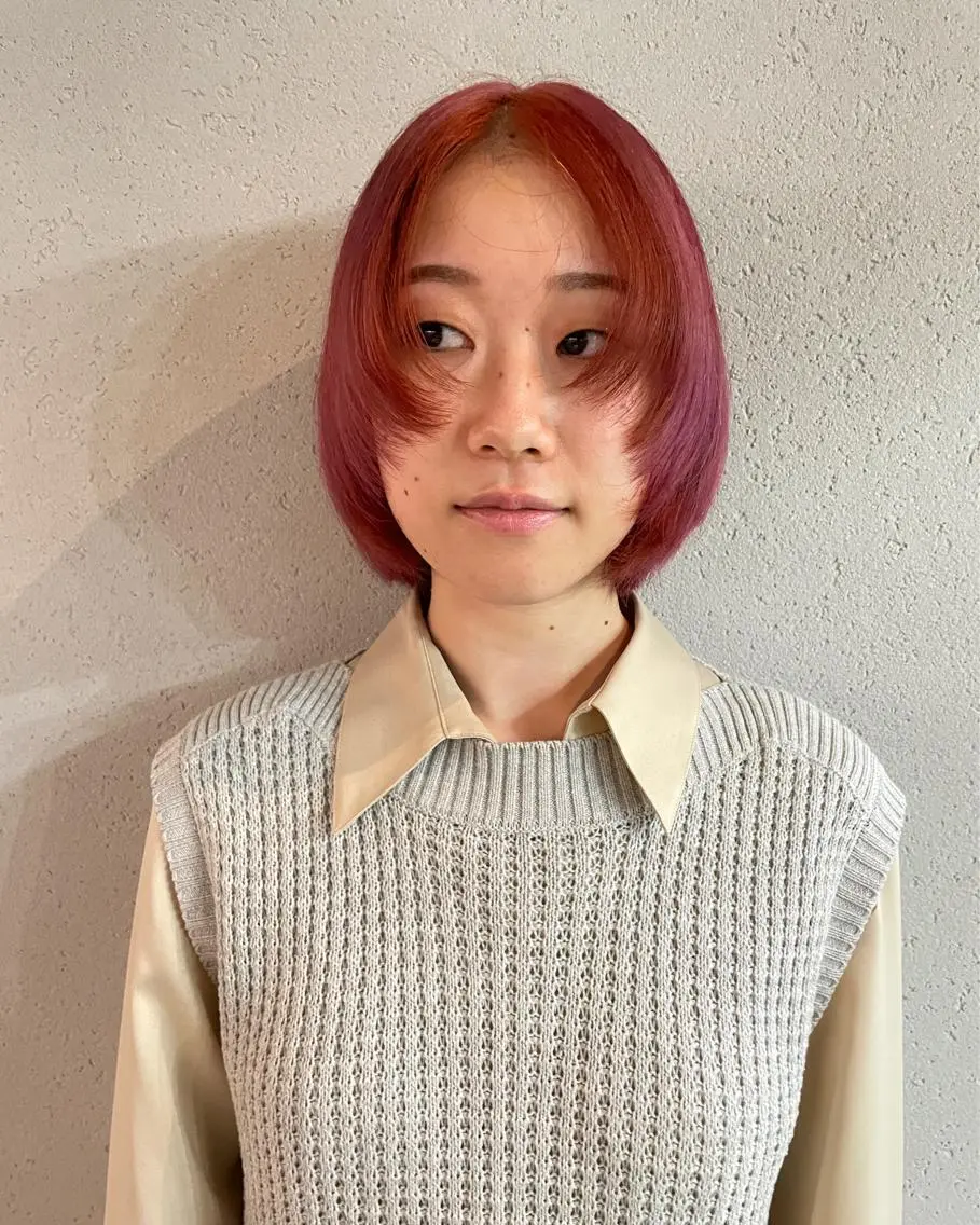 ショート カラー メンズ レッドカラー ヘアカラー 吉田一輝 外国人パーマのヘアスタイル
