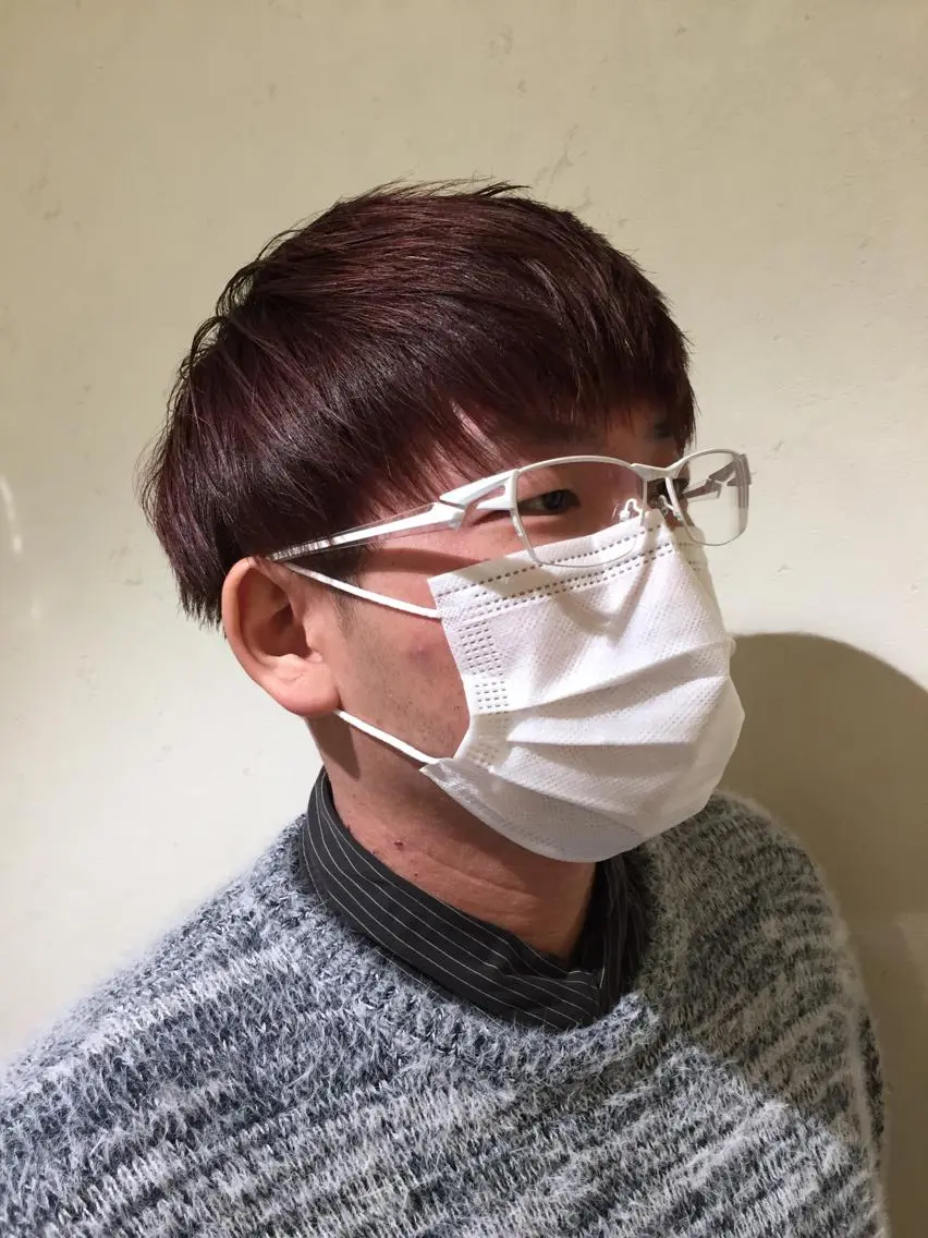 カラー メンズ マッシュ ツーブロック ピンクカラー CHIKA Rimのヘアスタイル