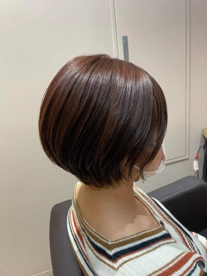 ショート カラー 丸みショート カシス ピンクカラー ショートヘア カット ヘアカラー トリートメント 💐パーソナルカラー /市橋加菜💐のヘアスタイル