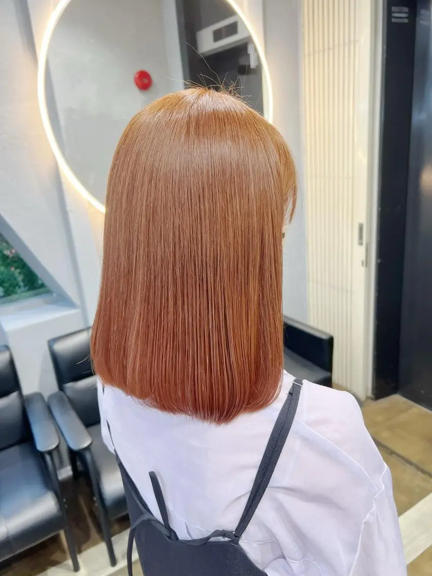 ミディアム オレンジブラウン ヘアカラー maya🇰🇷韓国 レイヤー/顔まわりのヘアスタイル