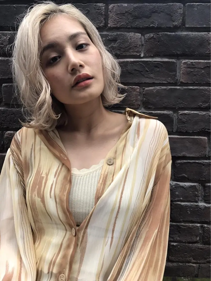 ミディアム カラー パーマ ヘアアレンジ メンズ キッズ ネイル マツエク・マツパ メンズブリーチ メンズハイトーン ベージュカラー ブリーチ ダブルカラー 🌈デザインヘア職人 Kaede🌈のヘアスタイル