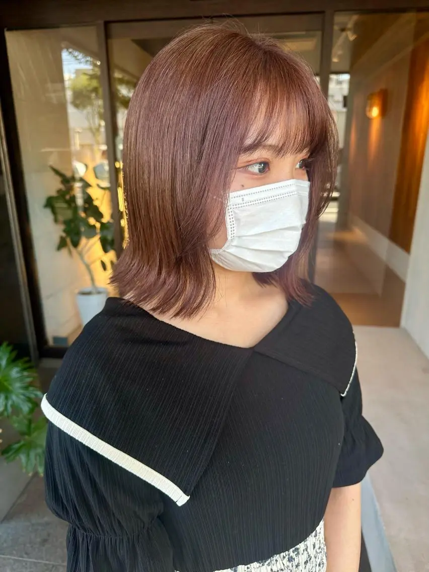ミディアム カラー カット ヘアカラー ピンクカラー/ mana🎀のヘアスタイル