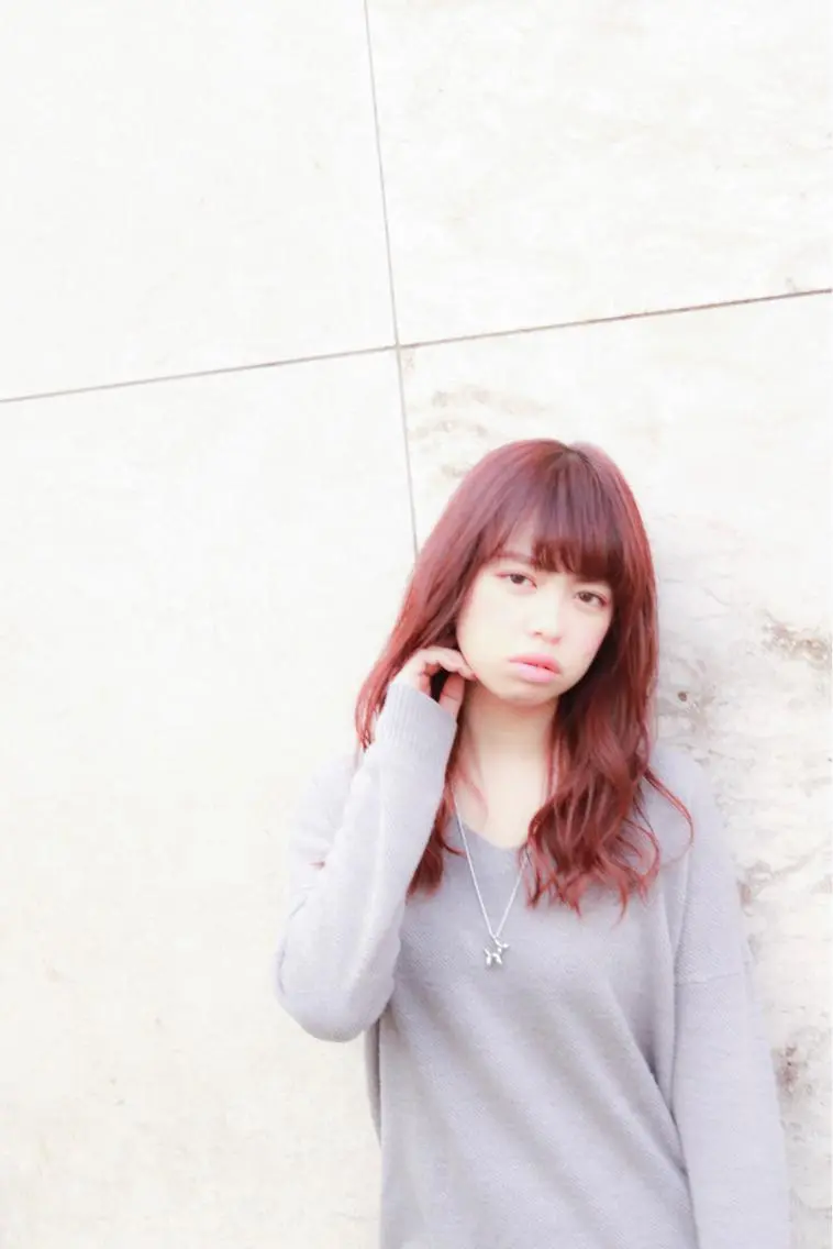 ロング カラー ピンクカラー 今井 三智也のヘアスタイル
