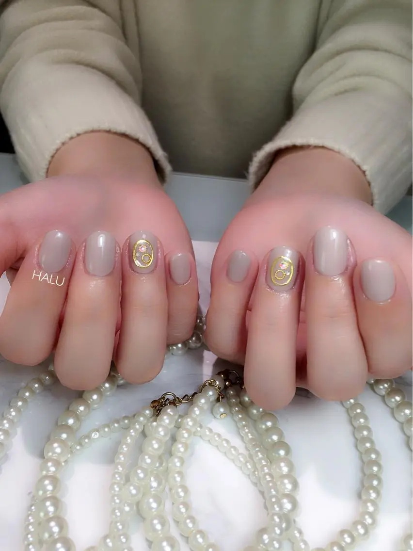 ネイル クリアネイル ゴールド オフィスネイル シンプルネイル HALU ハルのネイルデザイン