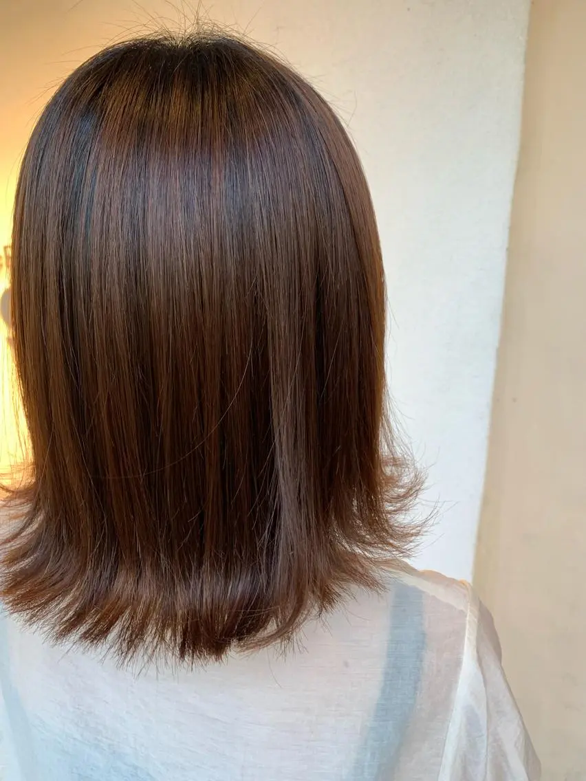 ミディアム カラー 縮毛矯正 トリートメント ヘッドスパ putri 川邉 優花のヘアスタイル