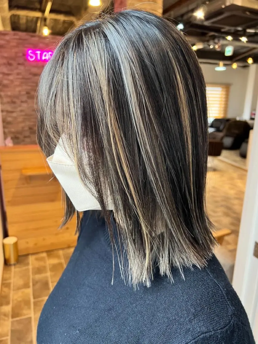 ミディアム カラー ヘアカラー&縮毛矯正 STAR☆RIVERのヘアスタイル