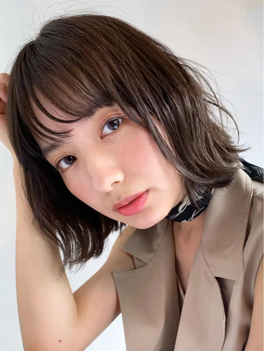 ショート パーマ ボブ 似合わせカット 外ハネヘア デジタルパーマ 髪質改善 縮毛矯正/ レイヤー/銀座/本木のヘアスタイル