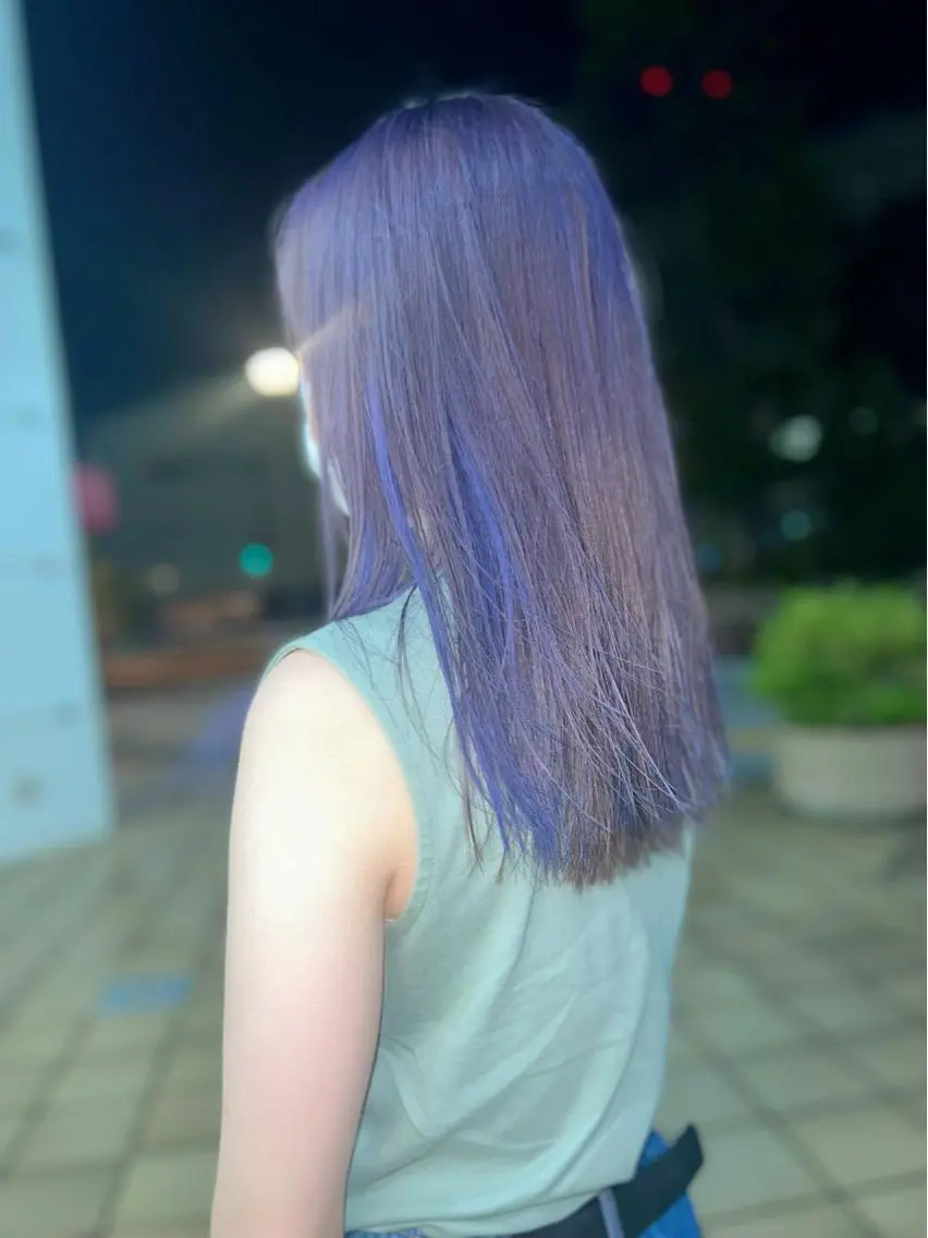 ミディアム カラー ブリーチ パープルカラー AIREYEBROW 🤍ERINAのマツエク・マツパデザイン