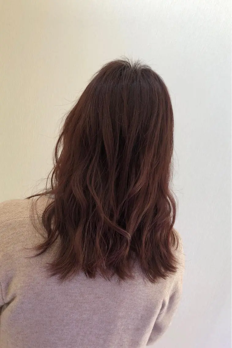 セミロング カラー ベージュカラー ピンクカラー ピンクベージュ 白井 つづりのヘアスタイル