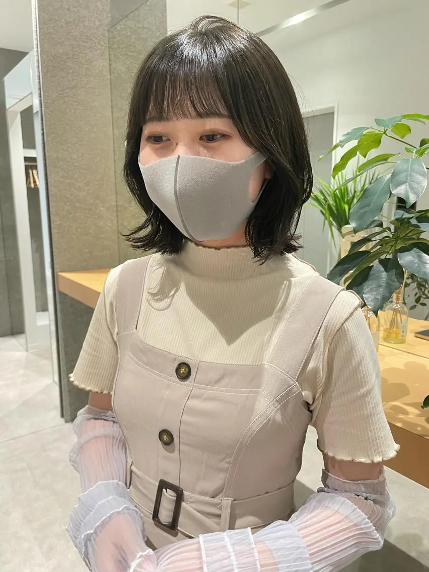 ミディアム カラー グレージュ オリーブグレージュ オリーブグレー くびれヘア ベージュ🤎透明感 カラー🤎anriのヘアスタイル
