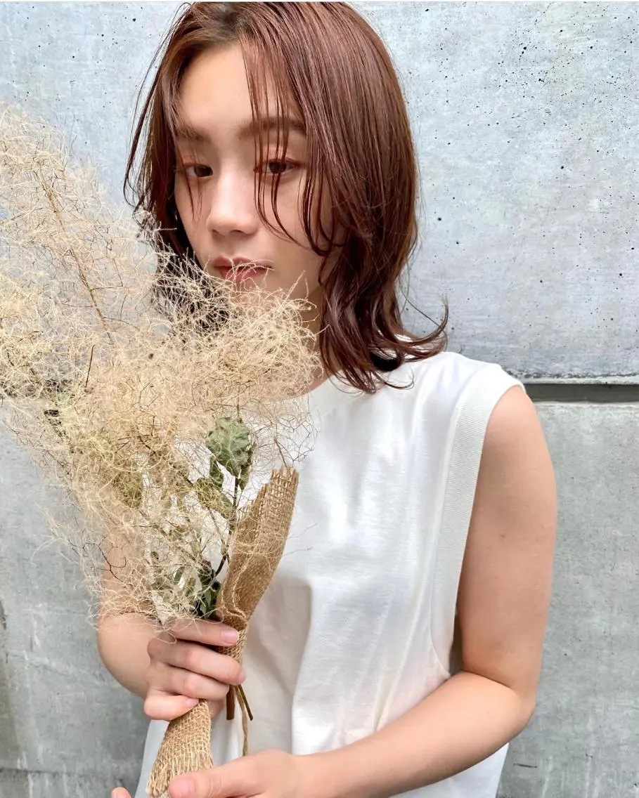 ミディアム カラー カット パーマ トリートメント 柔らかいcolor 🌿harukaのヘアスタイル