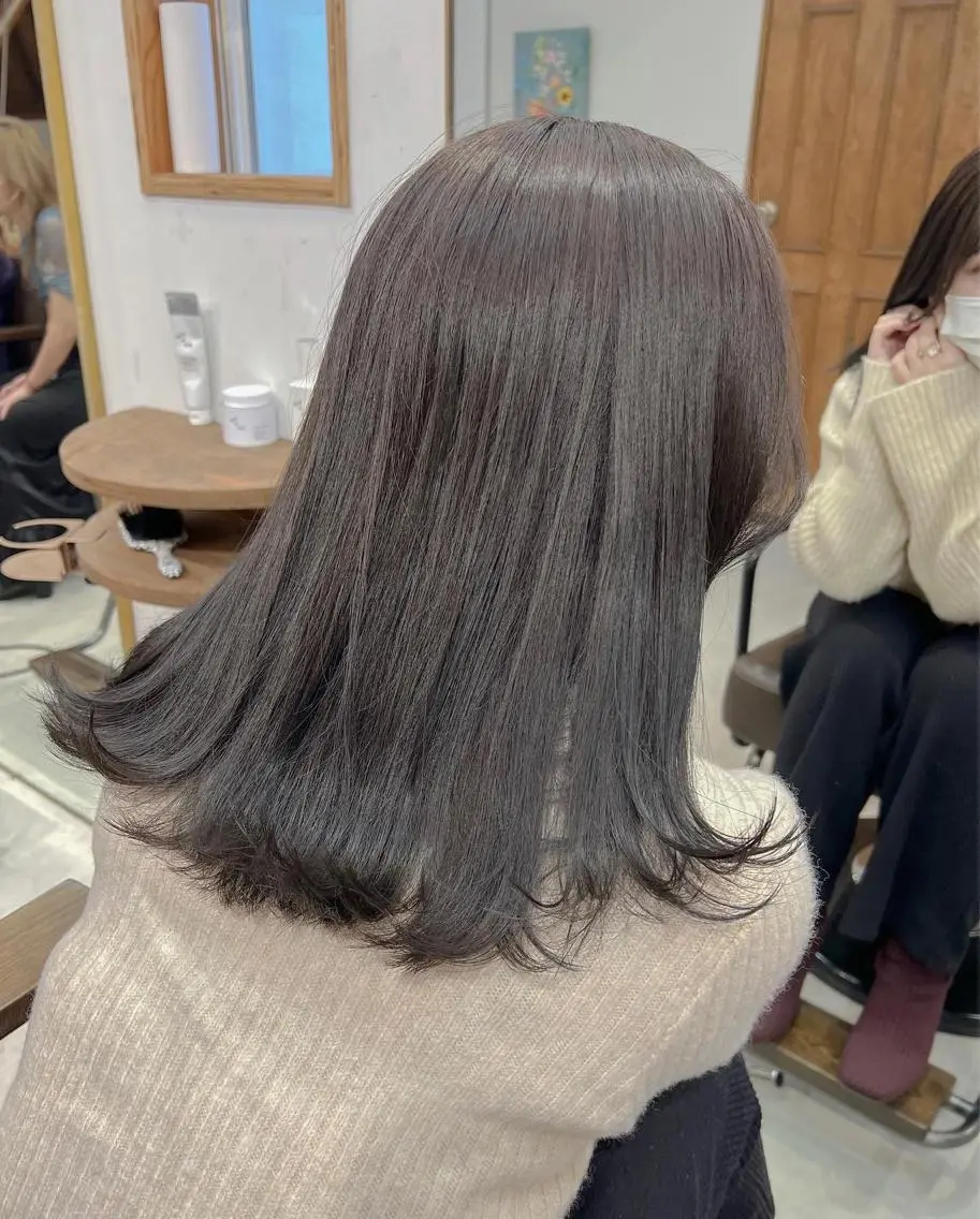 セミロング カラー アッシュ アッシュグレー アッシュグレージュ グレージュ カット ヘアカラー トリートメント 透明感/縮毛/ボブ CHIHIROのヘアスタイル