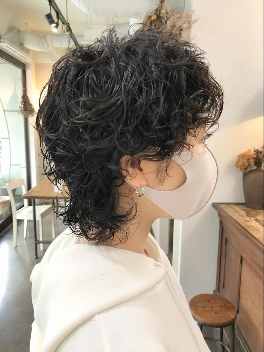 ショート パーマ ウルフカット カット パーマ 千葉 郁也のヘアスタイル
