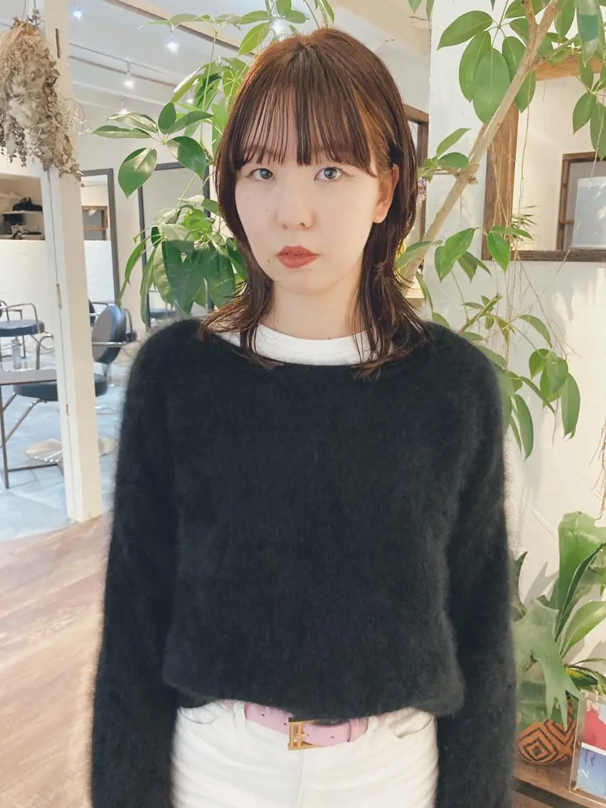 ミディアム カット ヘアカラー トリートメント 金田 夏野のヘアスタイル