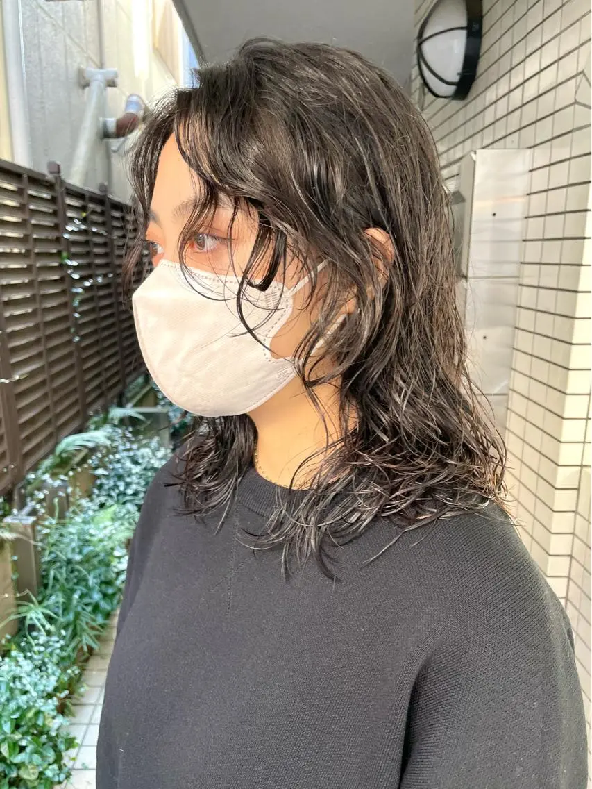ミディアム パーマ 髪質改善 縮毛矯正/ レイヤー/銀座/本木のヘアスタイル
