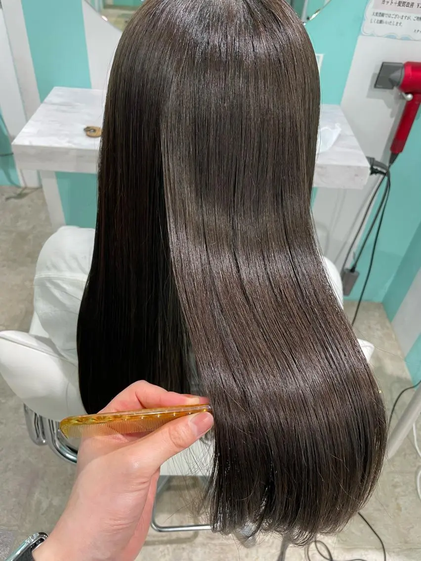 ロング 縮毛矯正 縮毛矯正 原 千景のヘアスタイル