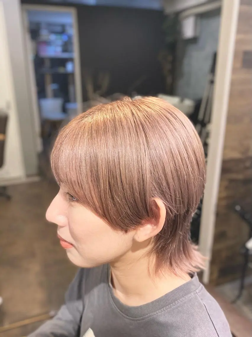 ショート カラー ベージュカラー ブリーチ ミルクティーベージュ ヘアカラー トリートメント マンツーマン/透明感 foi hairのヘアスタイル