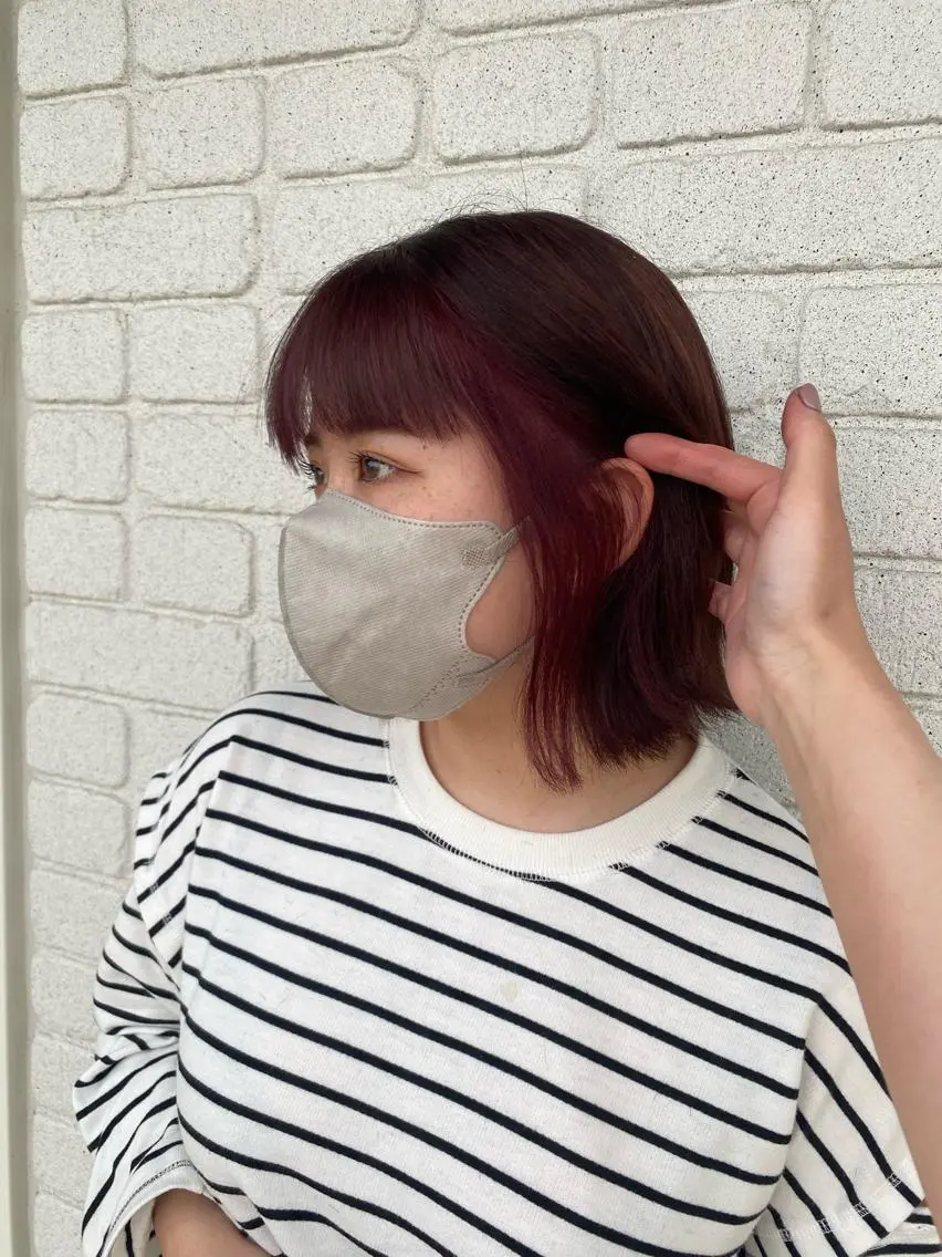 ショート カラー ミストバング ブラウンカラー  フェイスフレーミング ラベンダーカラー ラベンダーブラウン yunica Momokaのヘアスタイル