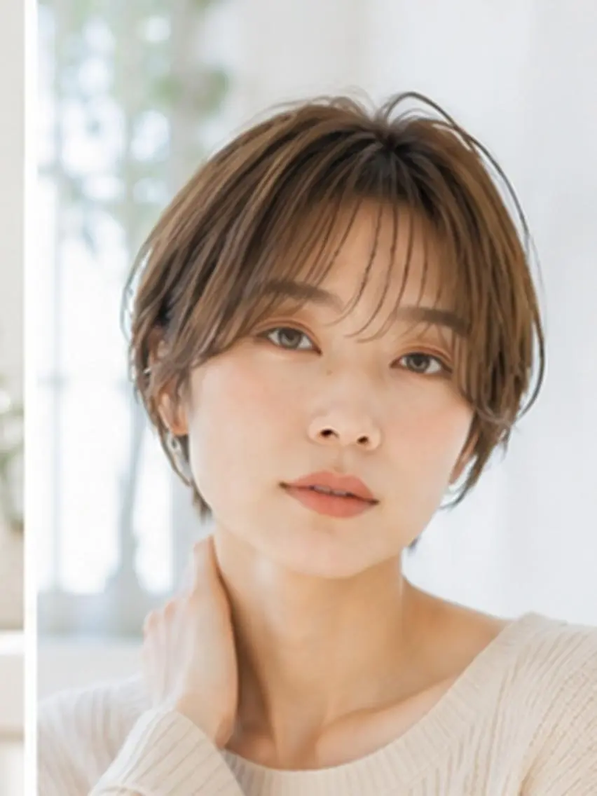 ショート アッシュ アッシュグレー アッシュグレージュ シースルーバング ショートヘア 佐藤 龍太郎のヘアスタイル