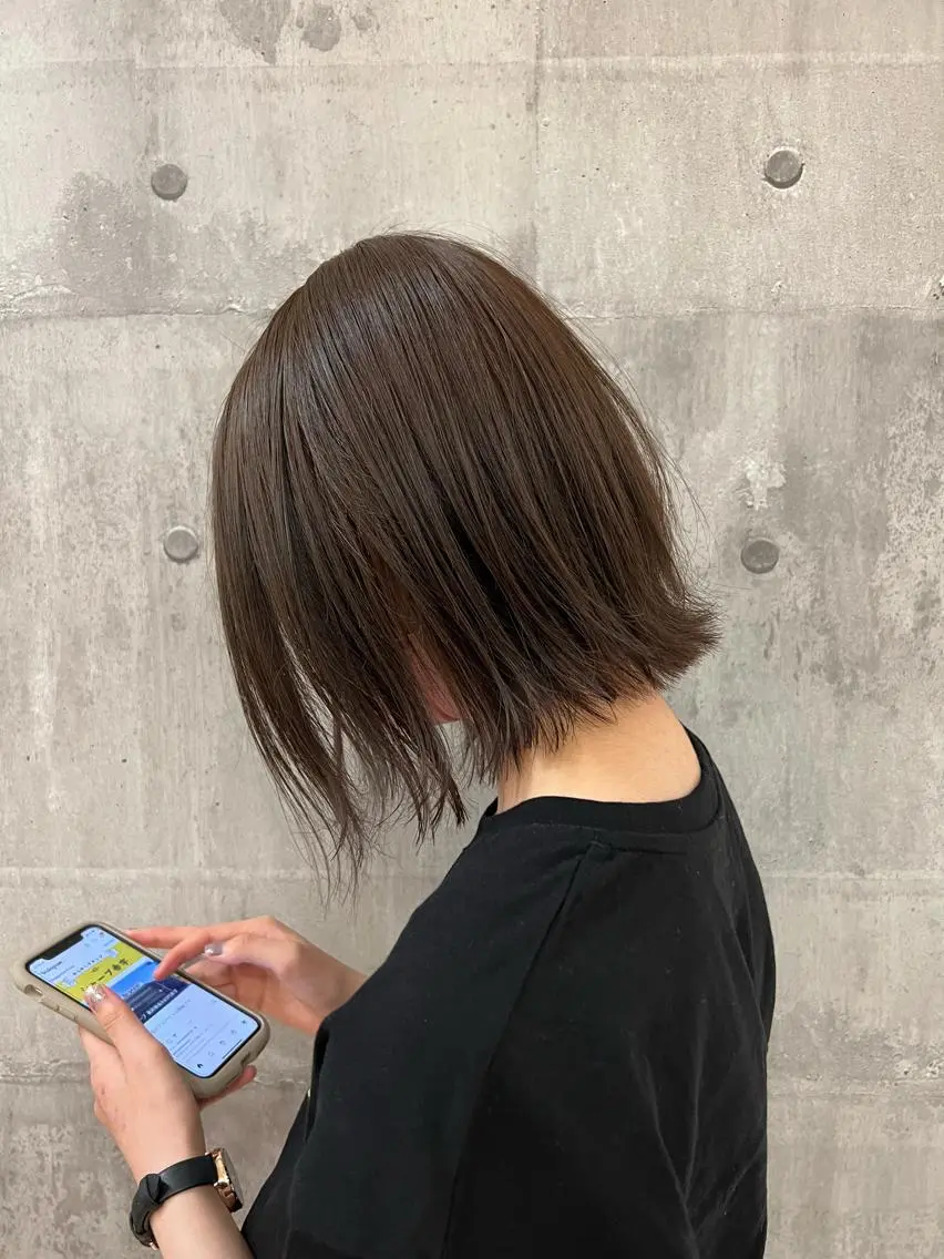ミディアム ボブ 外ハネヘア 大人メンズパーマ /石川瑠青のヘアスタイル