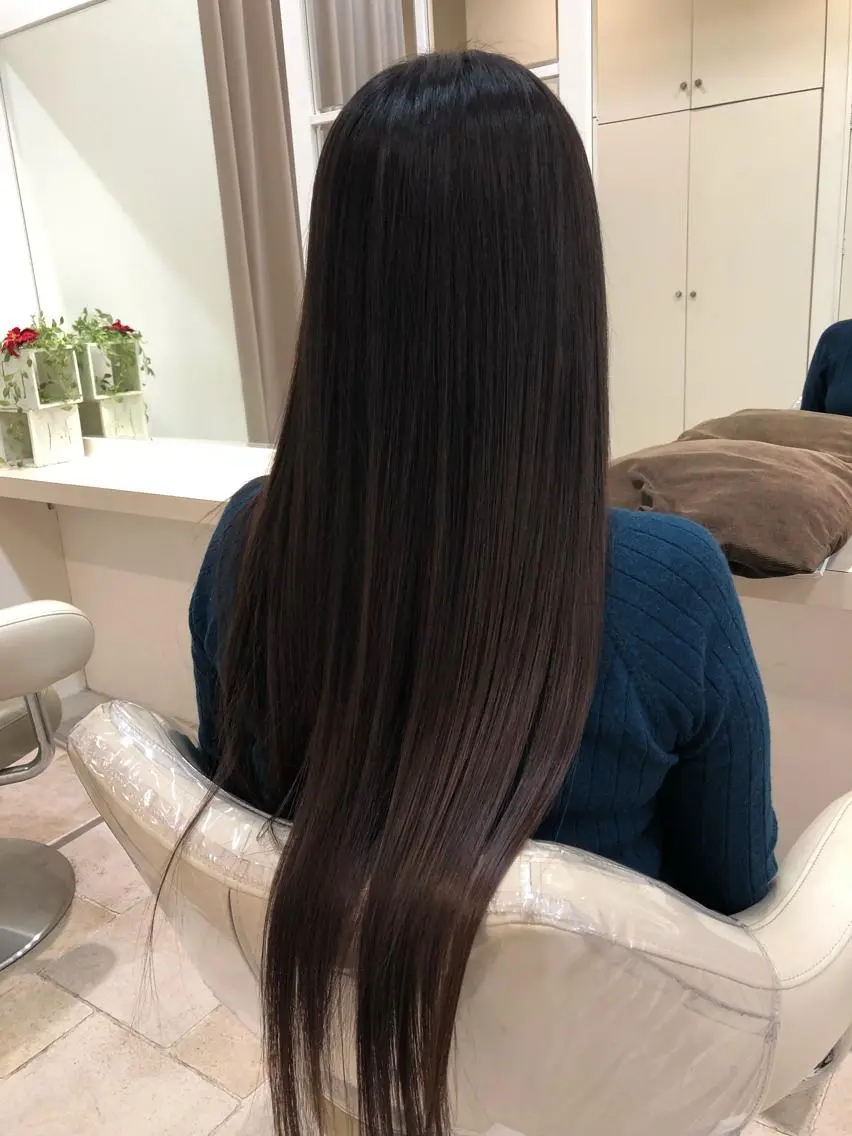 ロング パーマ 縮毛矯正 トリートメント 酸熱トリートメント 須賀 一美のヘアスタイル