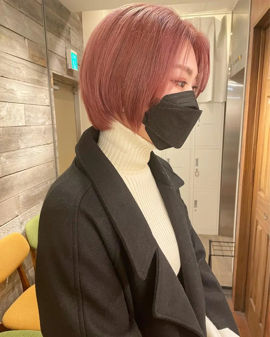 ショート カラー ハンサムショート ピンクカラー ショートヘア ヘアカラー トリートメント レイヤー/ボブ/ 顔周り/yukinaのヘアスタイル