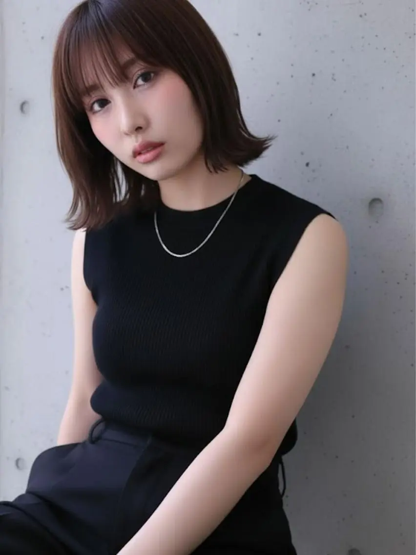 ミディアム カラー 切りっぱなしボブ ブラウンカラー ピンクカラー ピンクブラウン ボブ カット ヘアカラー 渋谷ハチ公口徒歩３分 🌈ヘアサロンM渋谷のヘアスタイル
