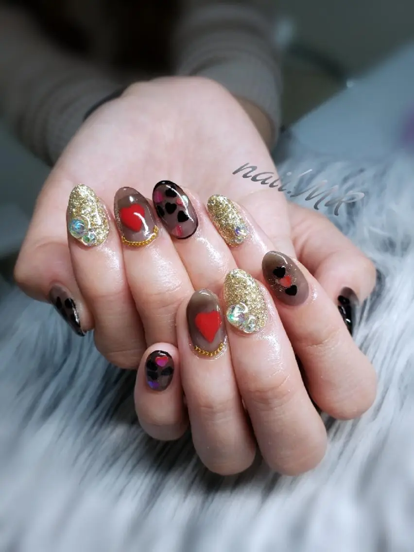ネイル アートネイル ハート バレンタイン Nail salon Coco【溝の口駅】のネイルデザイン