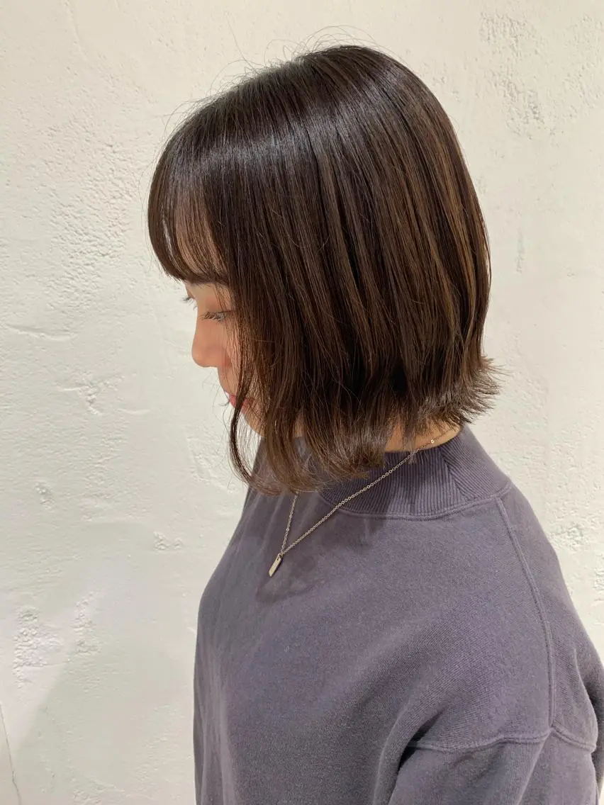 ショート 切りっぱなしボブ ボブ 🫧透明感カラー/ ボブ/小笠原汐海🪽のヘアスタイル