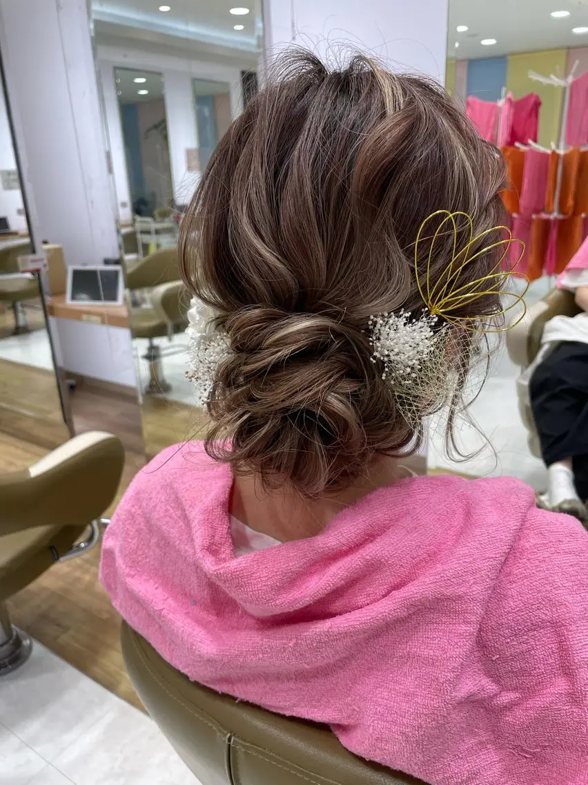 セミロング ヘアアレンジ ヘアセット メンズモテパーマ💙 fuwaのヘアスタイル