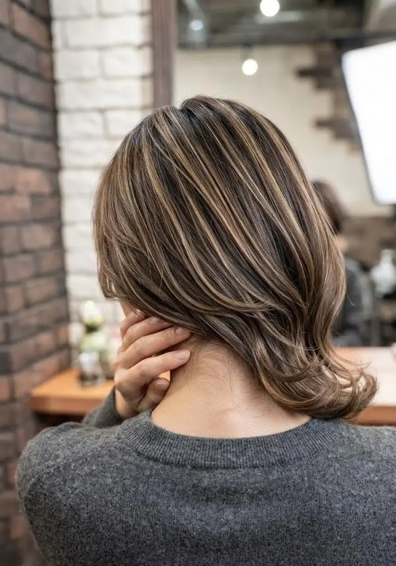 ミディアム くびれヘア カット ヘアカラー トリートメント ヘッドスパ flencia 丸 和博｜カットのヘアスタイル