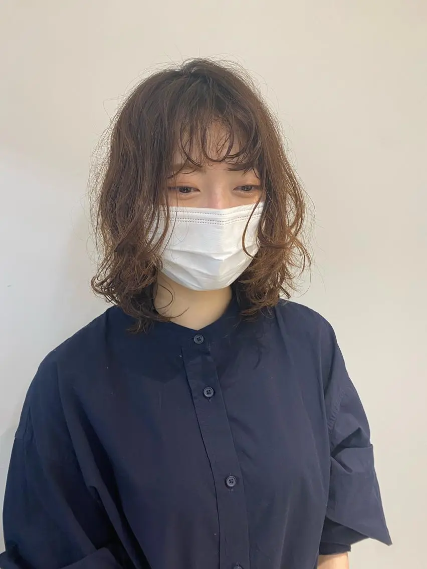 ミディアム パーマ 渋谷  中性ヘア あかりのヘアスタイル