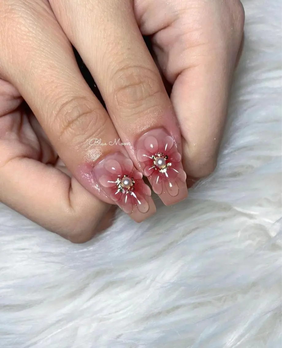 ネイル フラワーネイル nail salon Blue Moonのネイルデザイン
