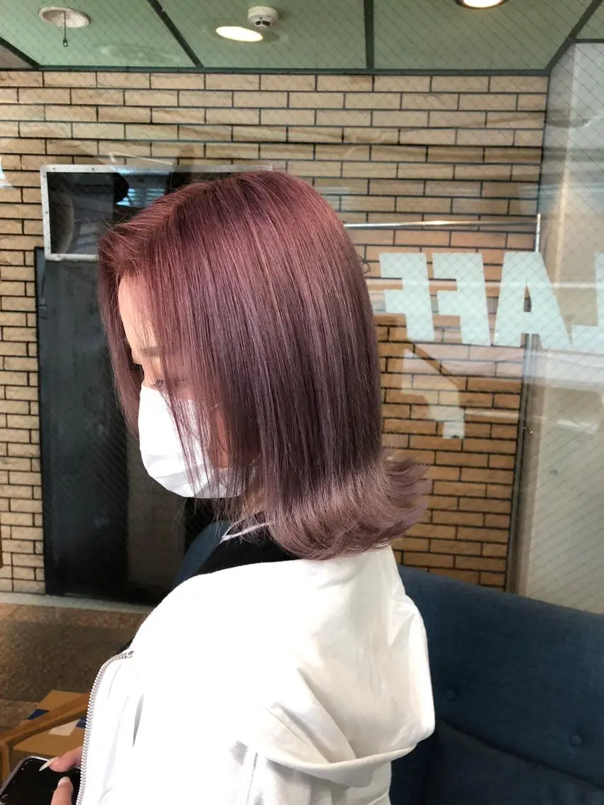 ミディアム カラー ブリーチ ピンクカラー ホワイトピンク レイヤー/エクステ alpha下妻のヘアスタイル