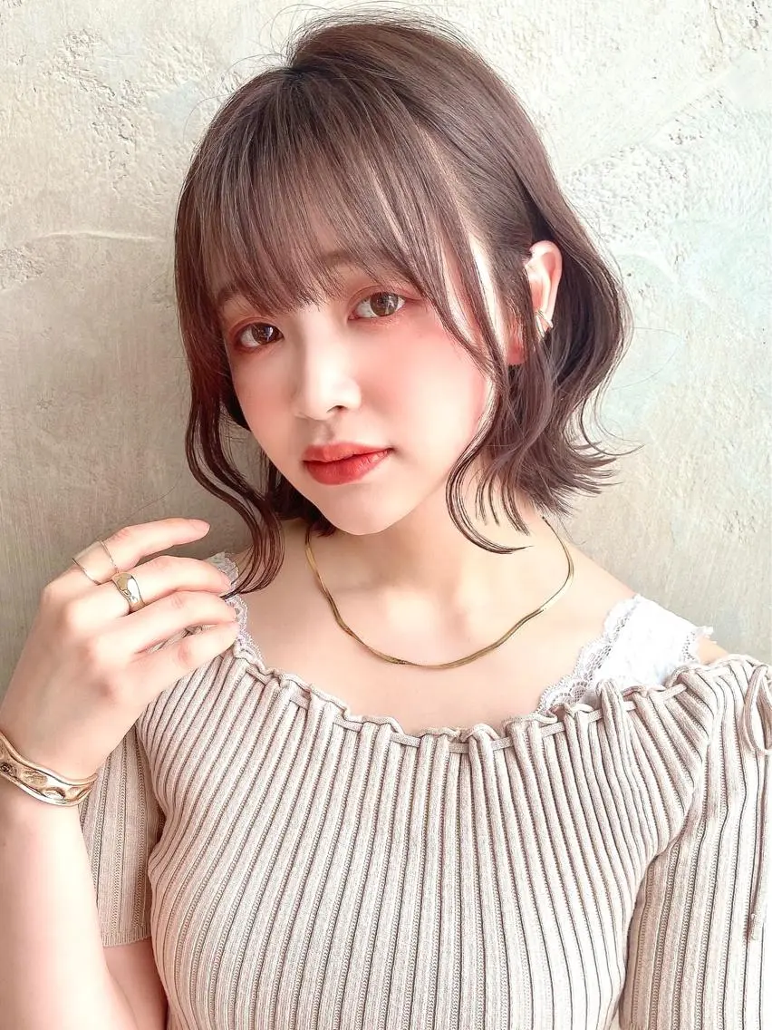 セミロング カラー パーマ ヘアアレンジ くびれヘア 🌈小顔似合わせ SHIHO🌈のヘアスタイル