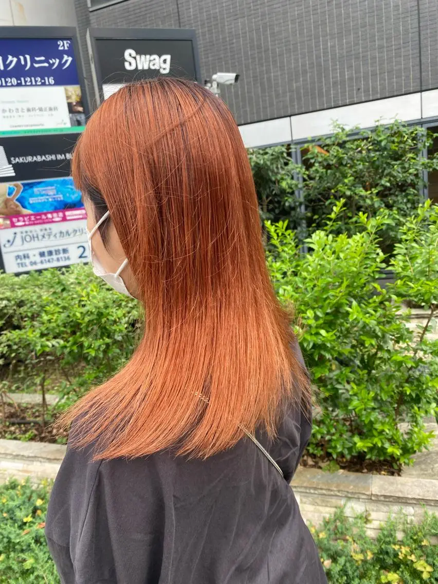 セミロング デザインカラー/ボブ ブリーチカラー/ユリのヘアスタイル