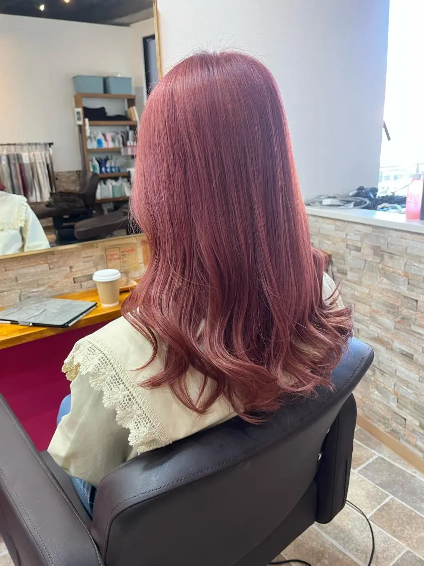 ミディアム カラー ヘアカラー&縮毛矯正 STAR☆RIVERのヘアスタイル