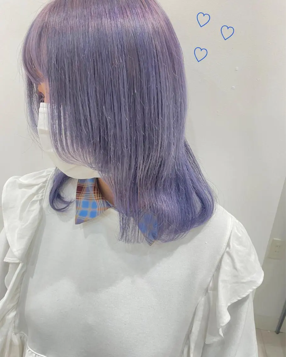 ミディアム カラー ラベンダーカラー ウルフカット 新宿駅近♡個室 ♡関口三都季🌜のヘアスタイル