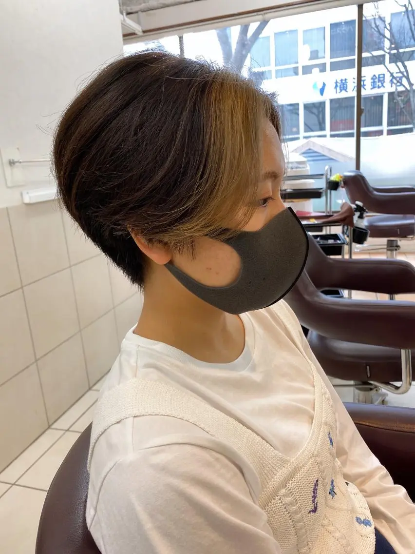 ショート カラー ミストバング フェイスフレーミング ベリショディレクター 小野 健太郎のヘアスタイル
